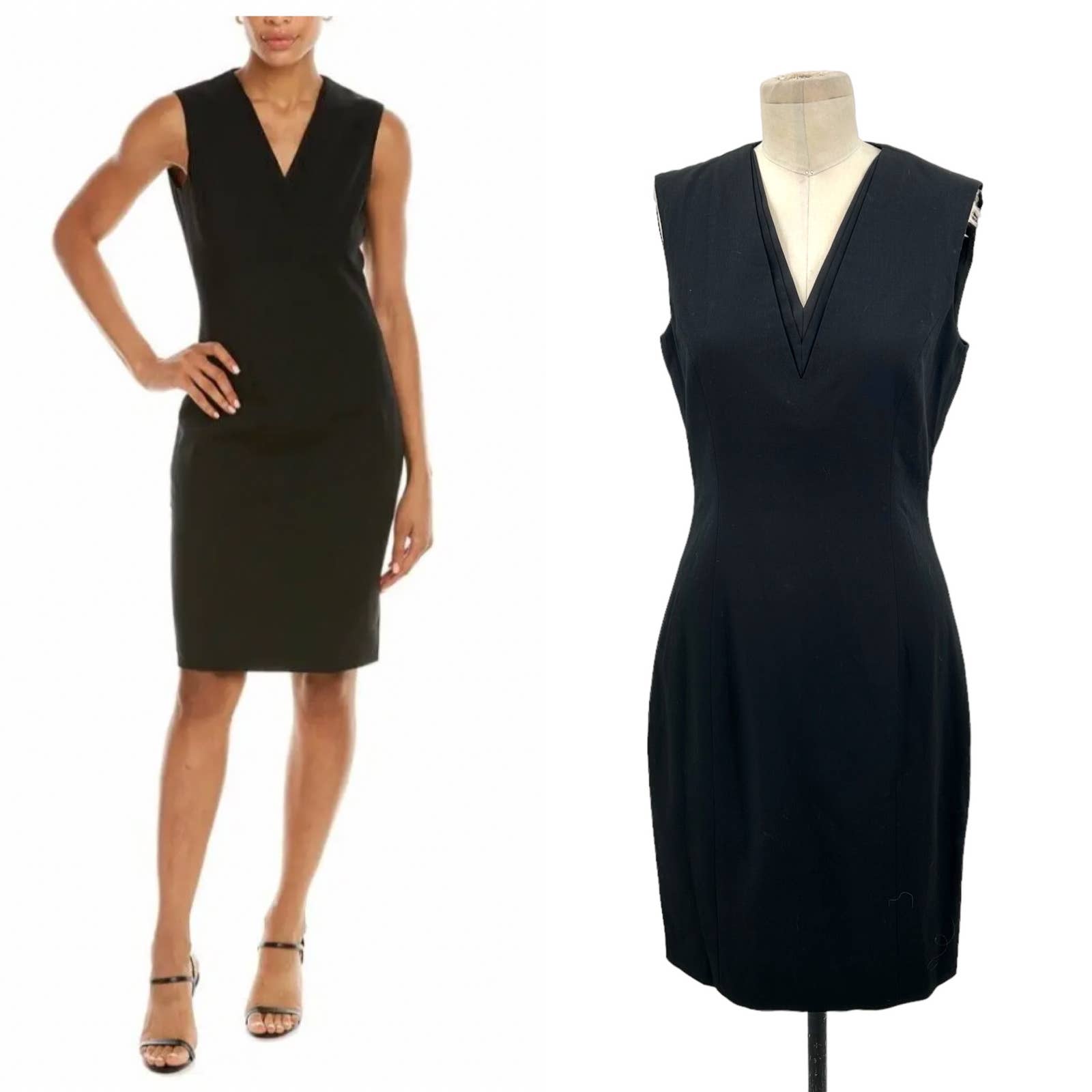 Ted Baker Saloted Fitted Dress With Contrast Neck Black Size 2 / Us 6